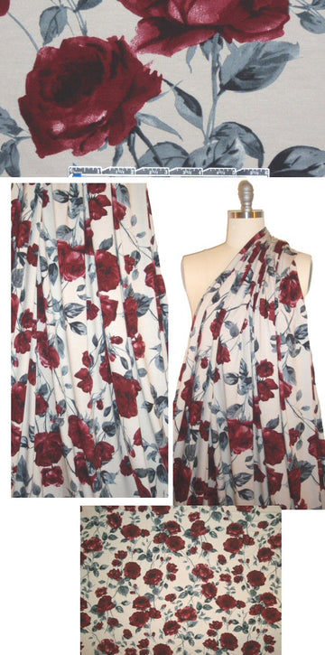 Italian digital rayon/lycra knit - a rose is a rose