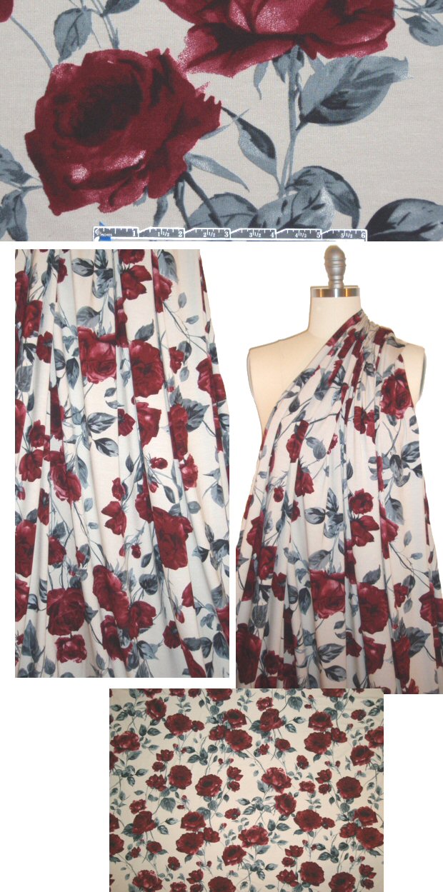 Italian digital rayon/lycra knit - a rose is a rose 1.5 yds
