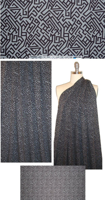 Italian hieroglyphic digital knit - black/gray 1.375 yd