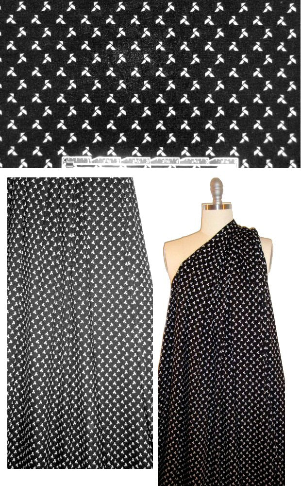 French black/white origami motif rayon/lycra knit