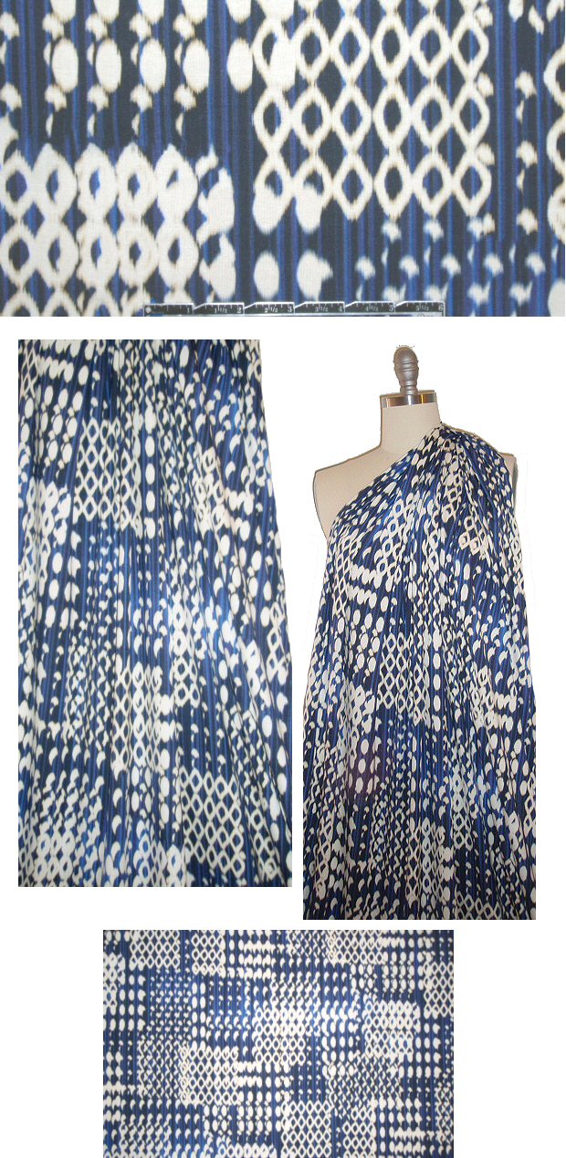 French patchy ikat digital rayon/lycra knit - indigo