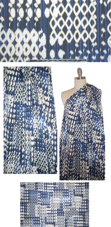 French patchy ikat digital rayon/lycra knit - indigo