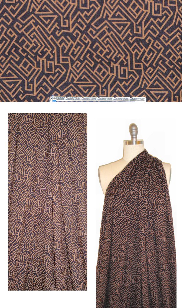 Italian digital rayon/lycra knit - heiroglyphic maze 1.75 yds