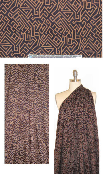 Italian digital rayon/lycra knit - heiroglyphic maze 1.75 yds
