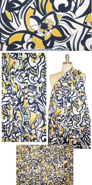 Italian digital rayon/lycra knit - yellow 'pucci' floral