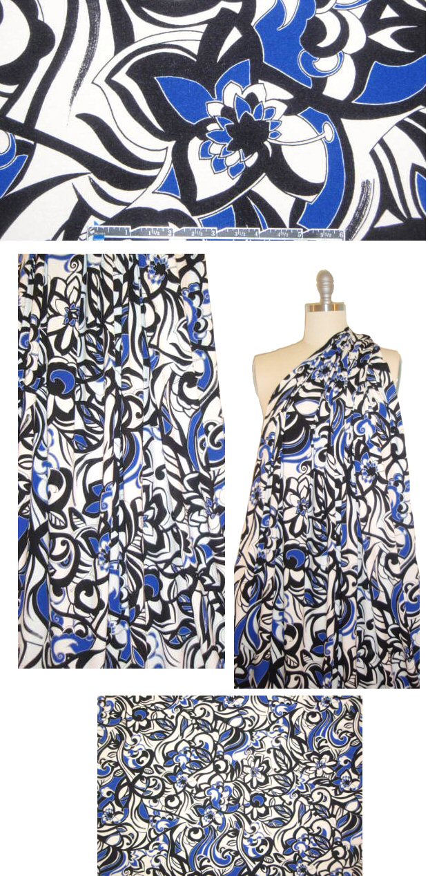 Italian digital rayon/lycra knit - cobalt 'pucci' floral