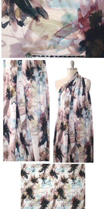 French inky watercolor abstract digital knit 1.125 yds