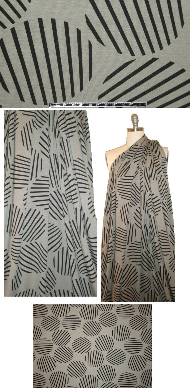 Italian circle line graphic digital knit - warm gray 1.375 yd