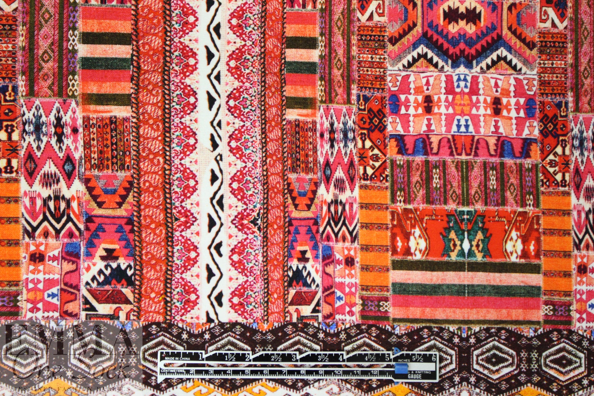 Italian 'persian carpet' panel viscose/spandex knit
