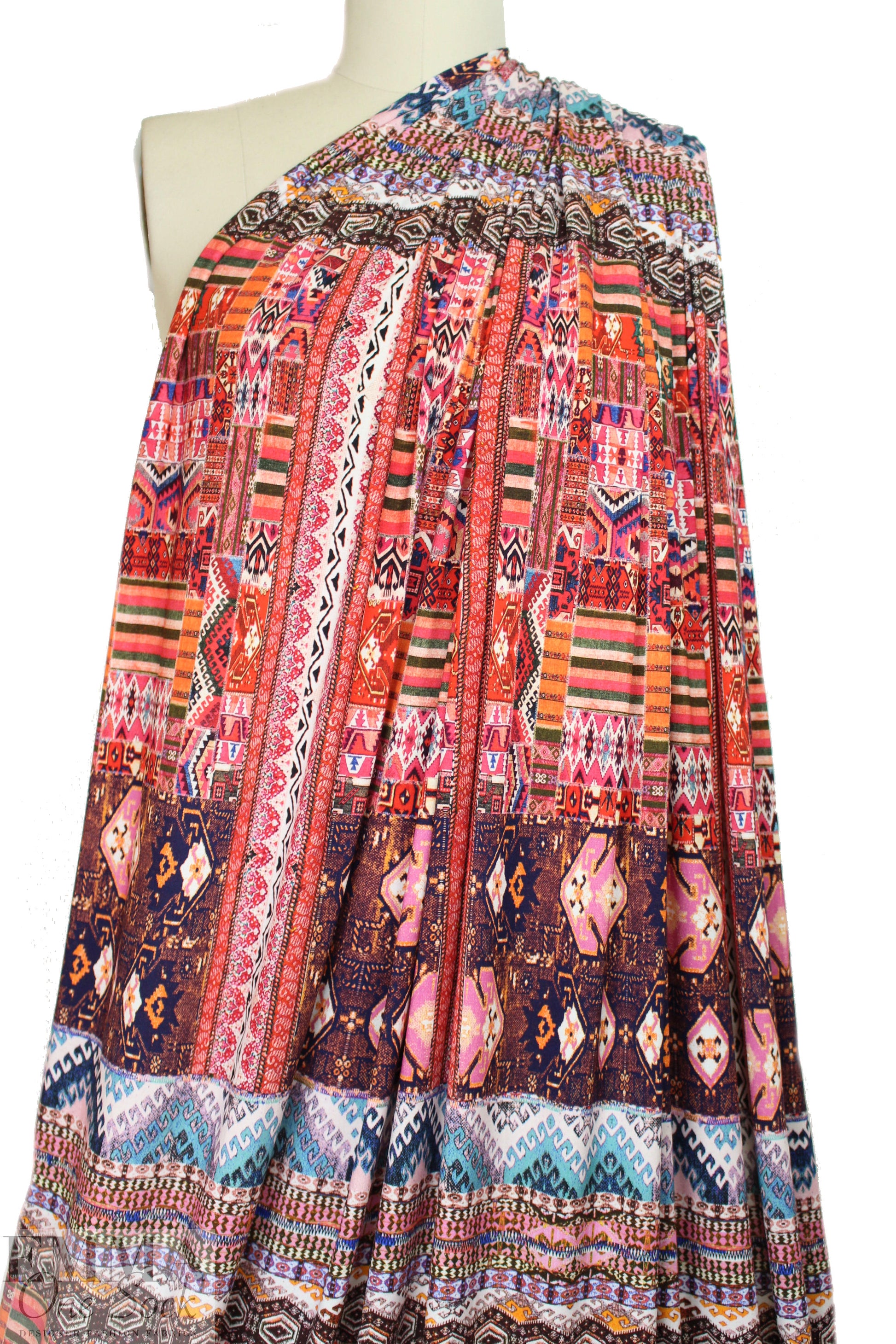 Italian 'persian carpet' panel viscose/spandex knit