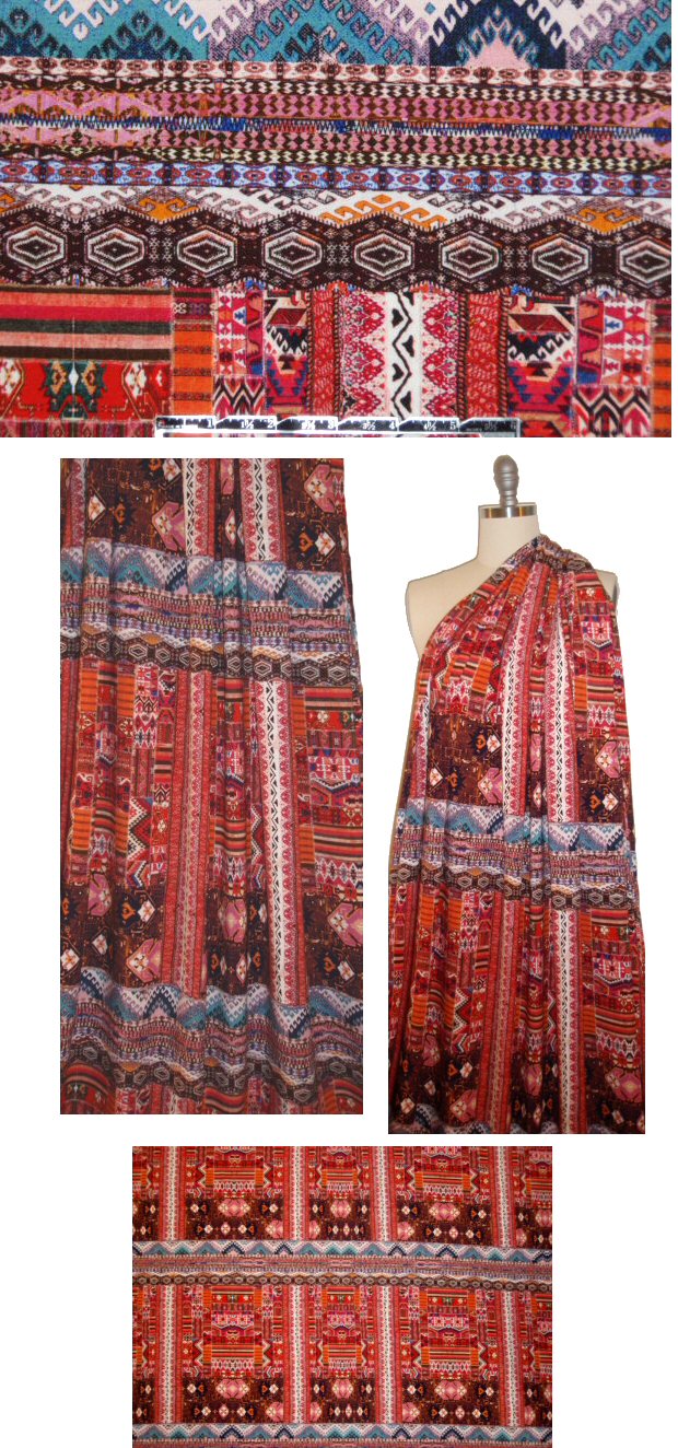 Italian 'persian carpet' panel viscose/spandex knit