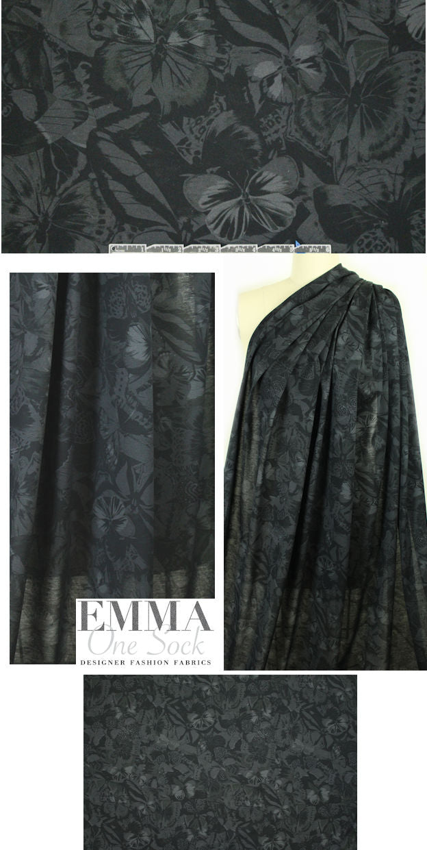 Italian digital cotton/span. knit - butterfly nocturne