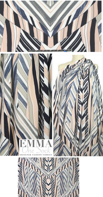 Italian digital viscose knit - chevron stripe