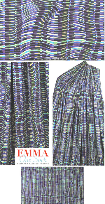 Italian digital cotton/elas knit - techno waves 1.75 yds