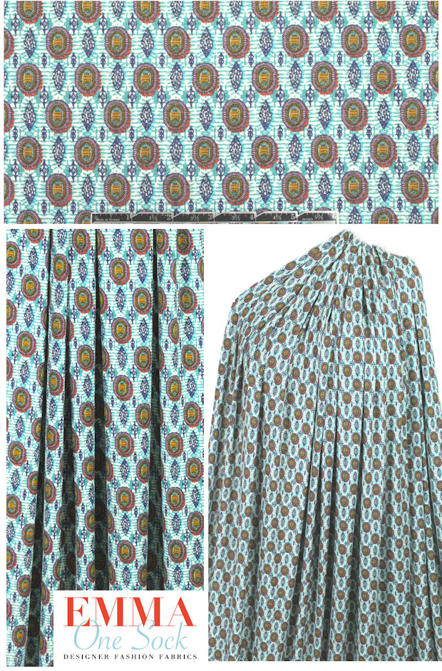 Italian digital viscose knit - cameo graphic 1.625 yd
