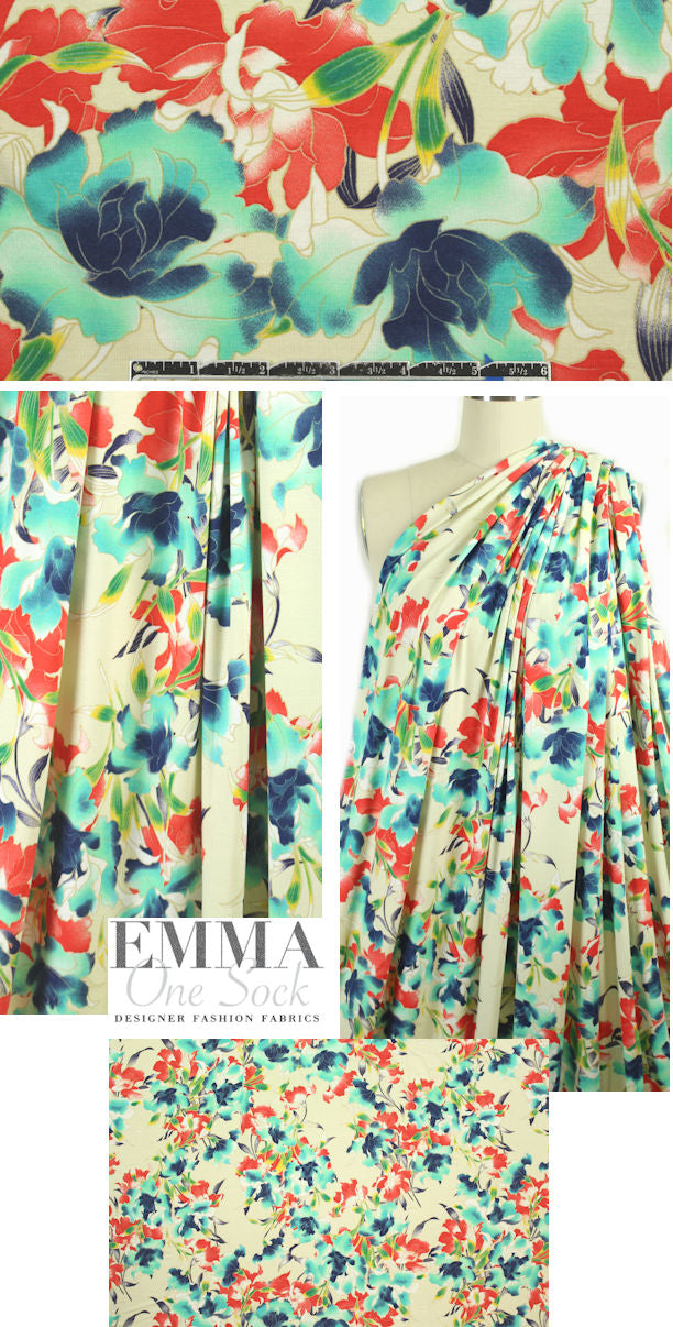 French digital vis./span. knit - decorative floral