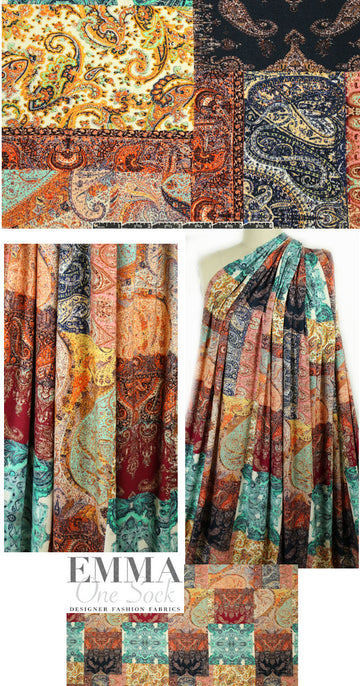 Italian digital viscose knit - Istanbul paisley .75 yds