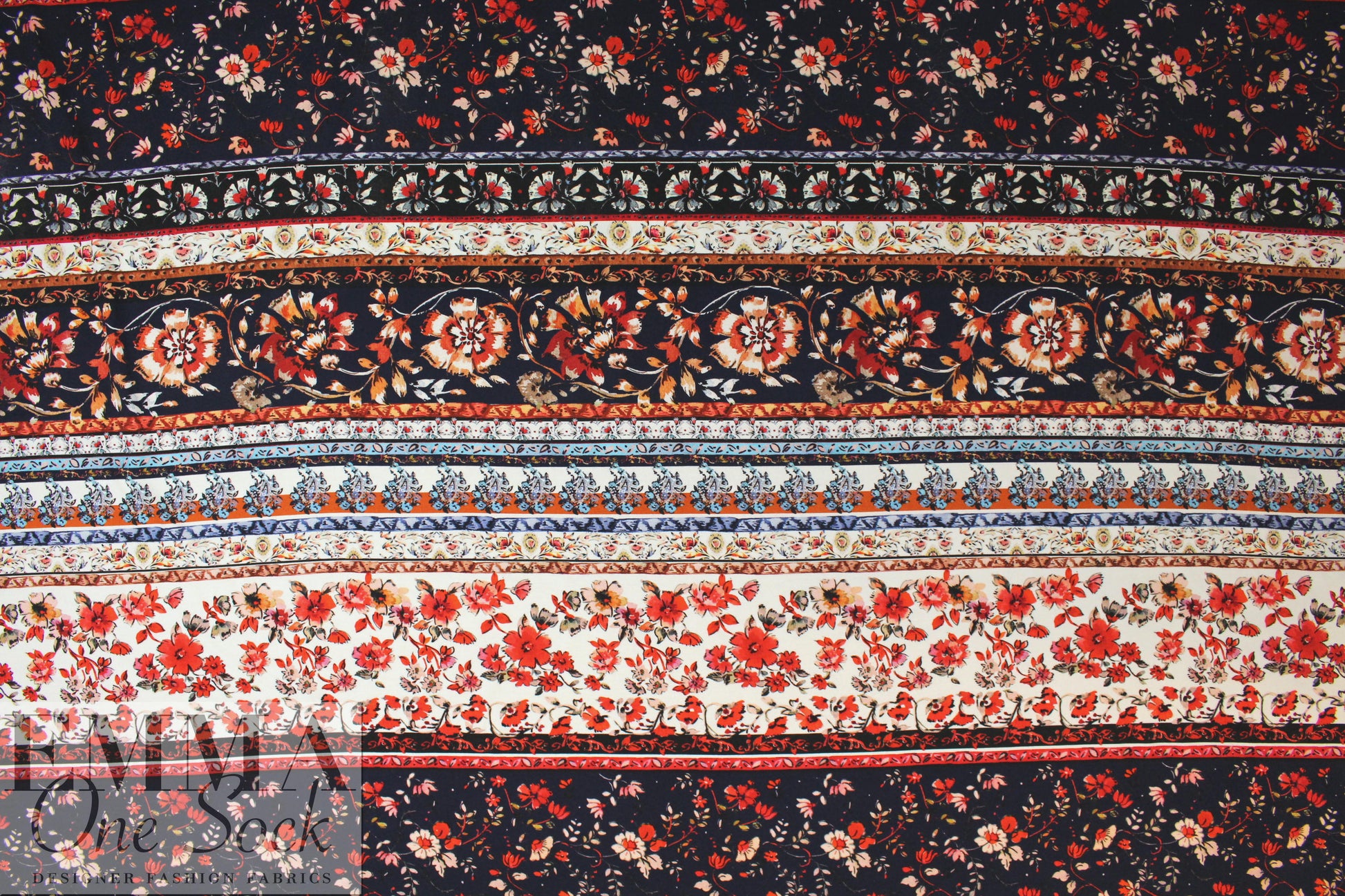 Italian digital viscose knit - decoflora stripe