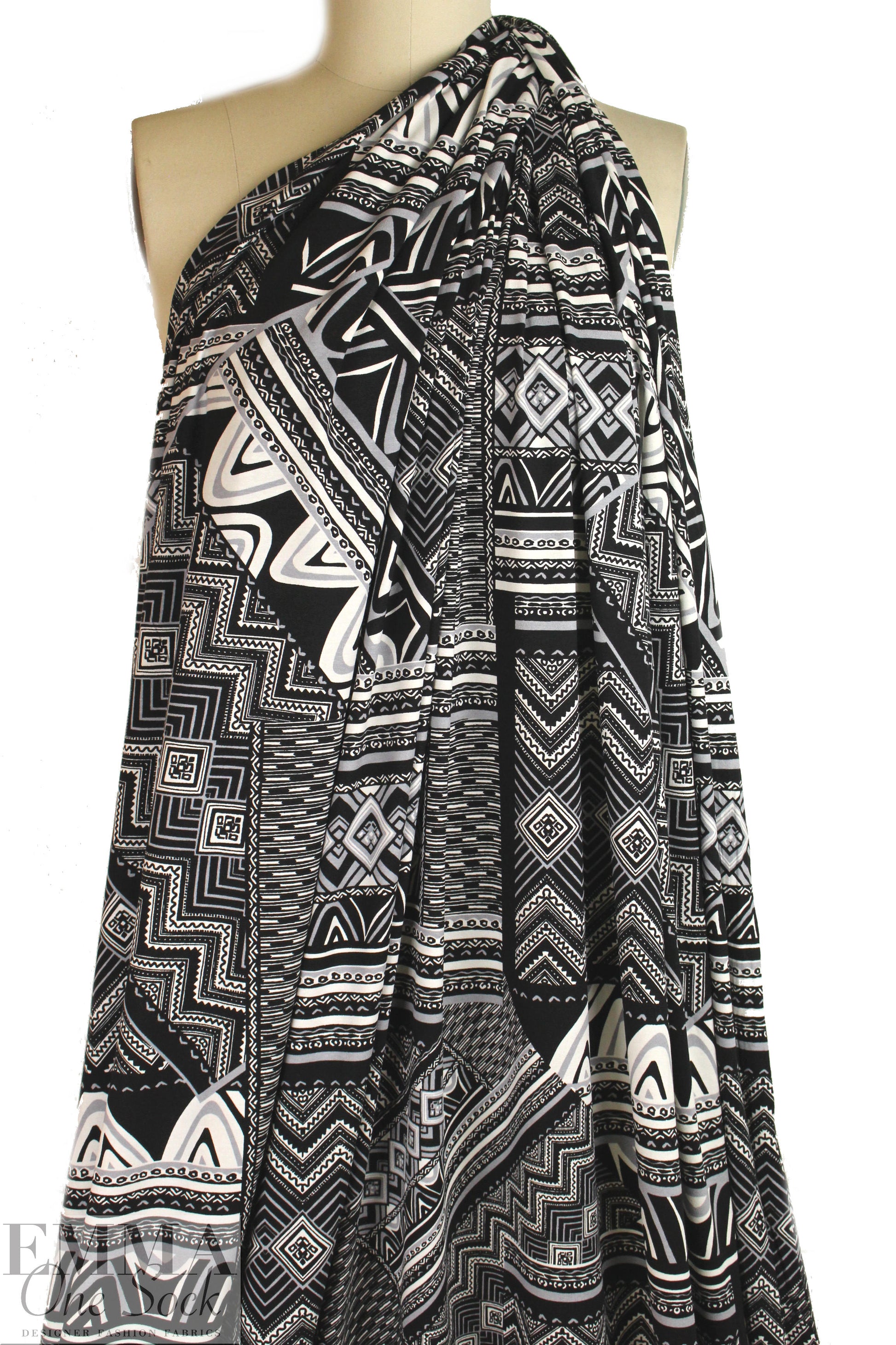 Italian 'which-way graphic' viscose/span knit