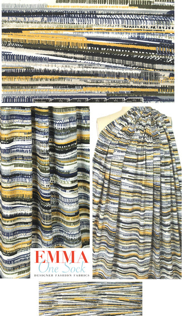 Italian digital viscose knit - edgy stripes 1.875 yds