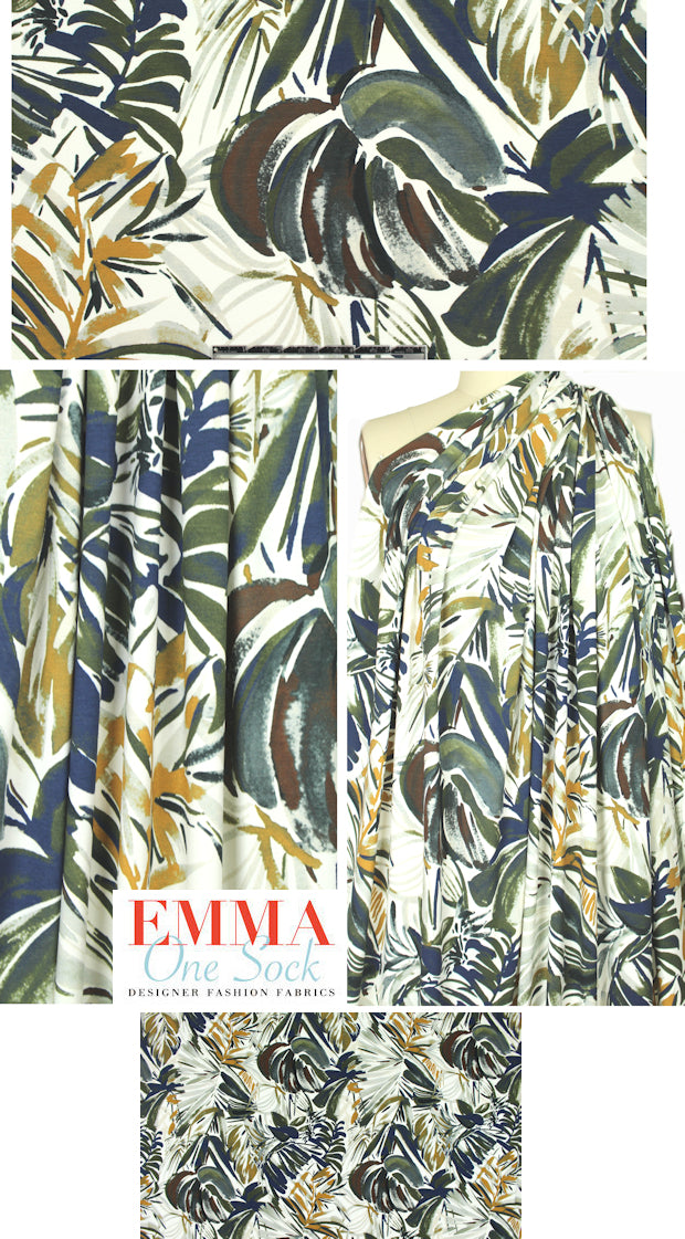 Italian digital viscose knit - painterly tropics