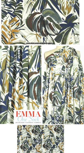 Italian digital viscose knit - painterly tropics