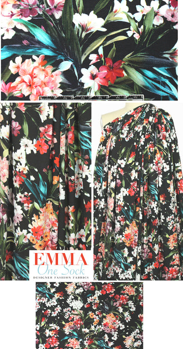 Italian digital viscose knit - evening blossoms 1.375 yds