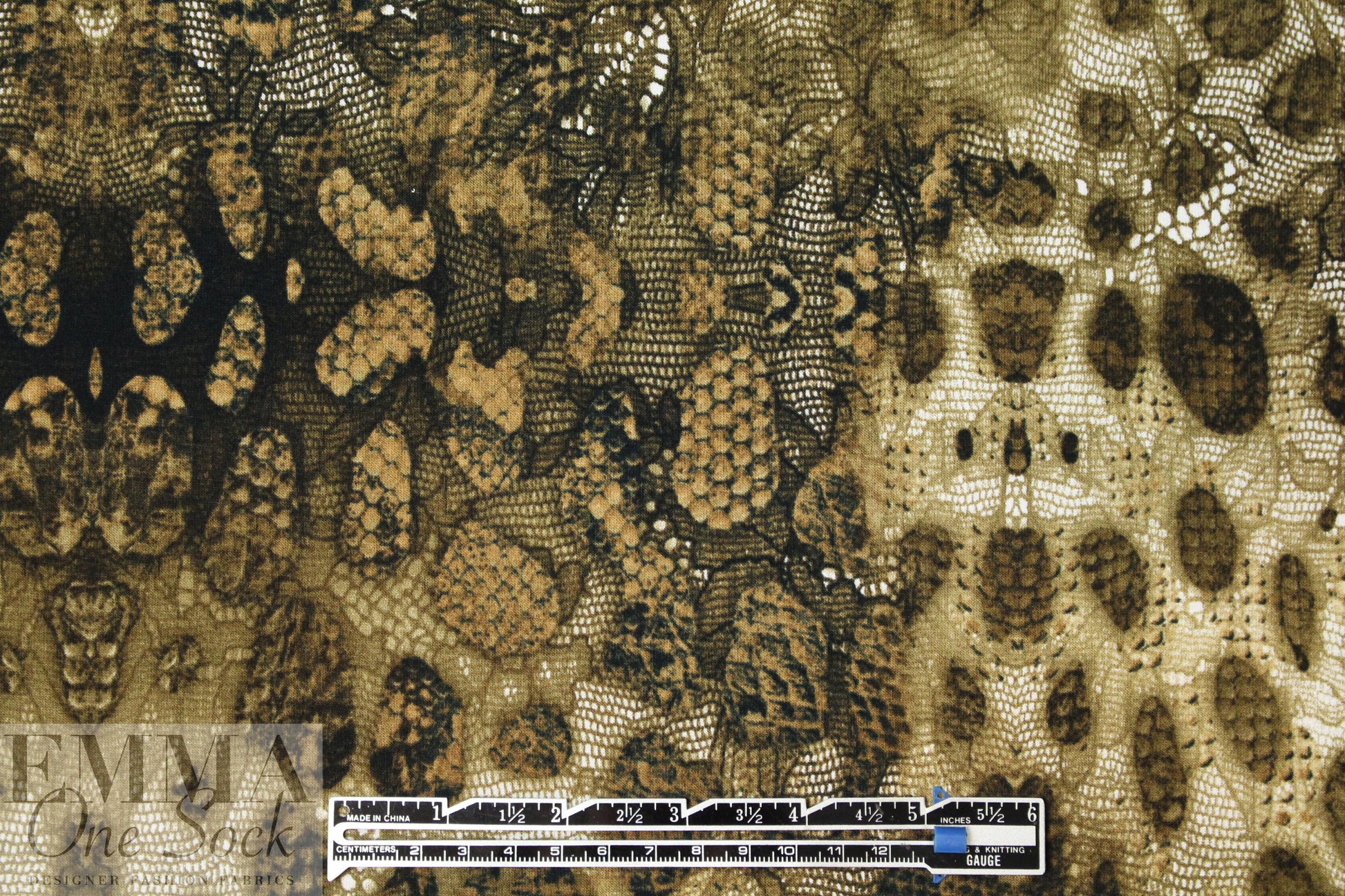 Italian digital viscose knit - bronze tones cellular abstract .75 yds