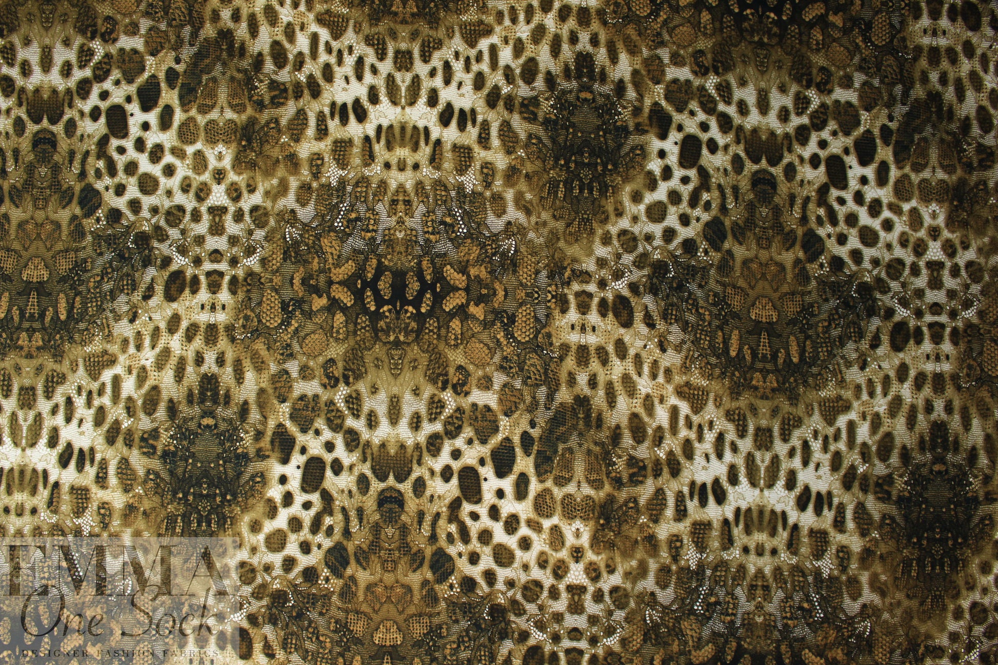Italian digital viscose knit - bronze tones cellular abstract