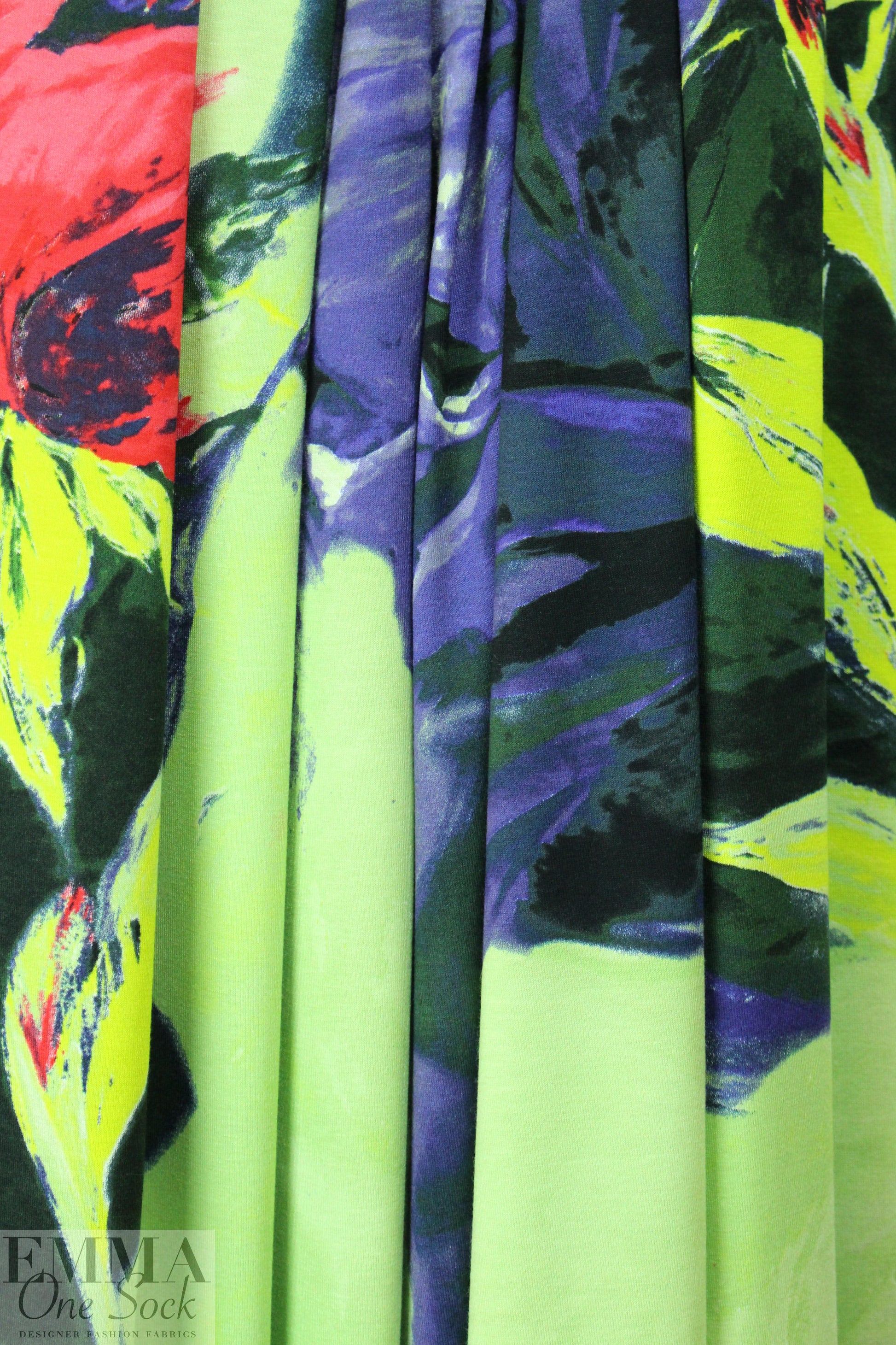 Italian digital viscose knit - floral drama .66 yds