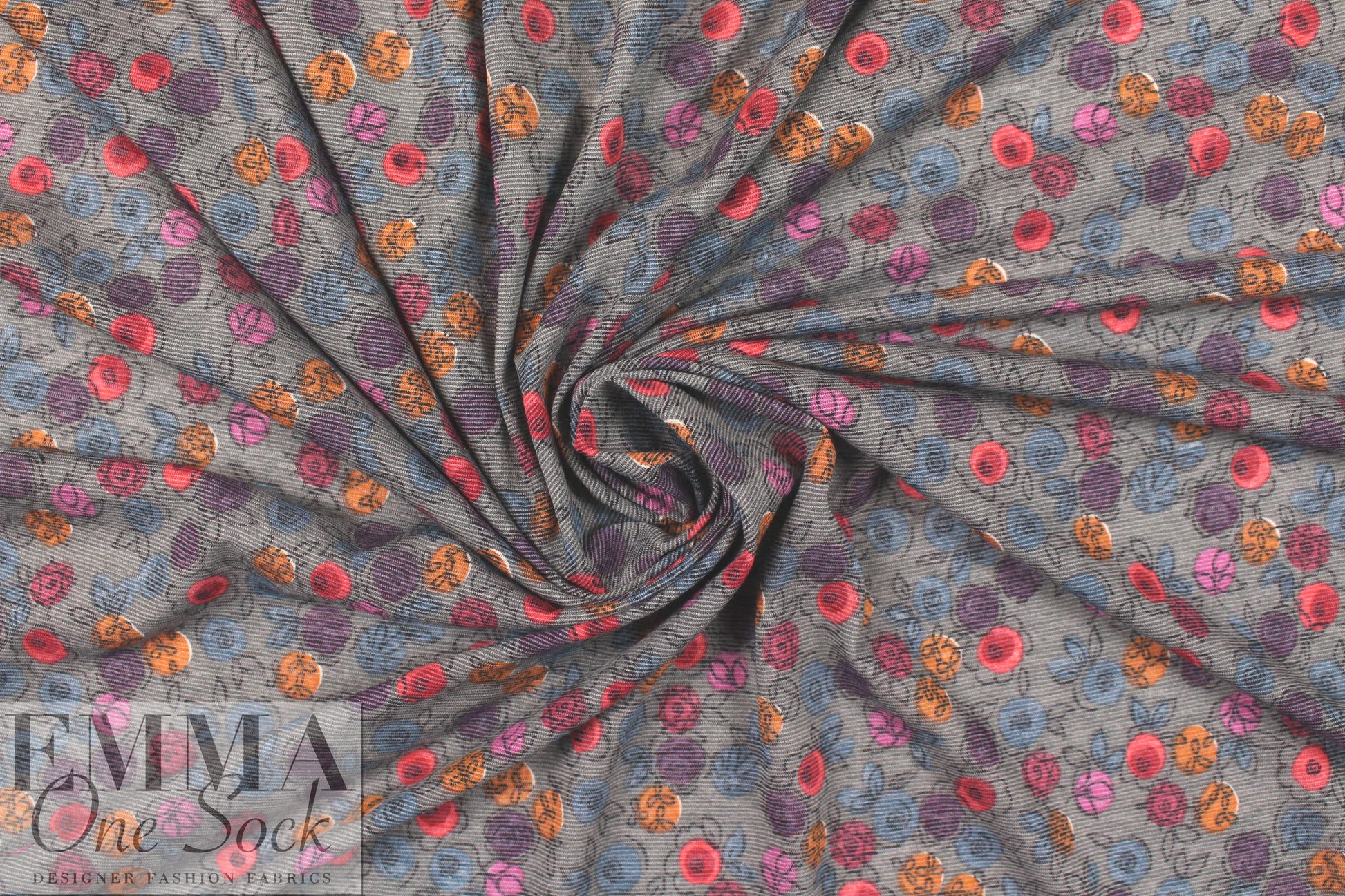 Italian featherweight textured knit - little rosette floral