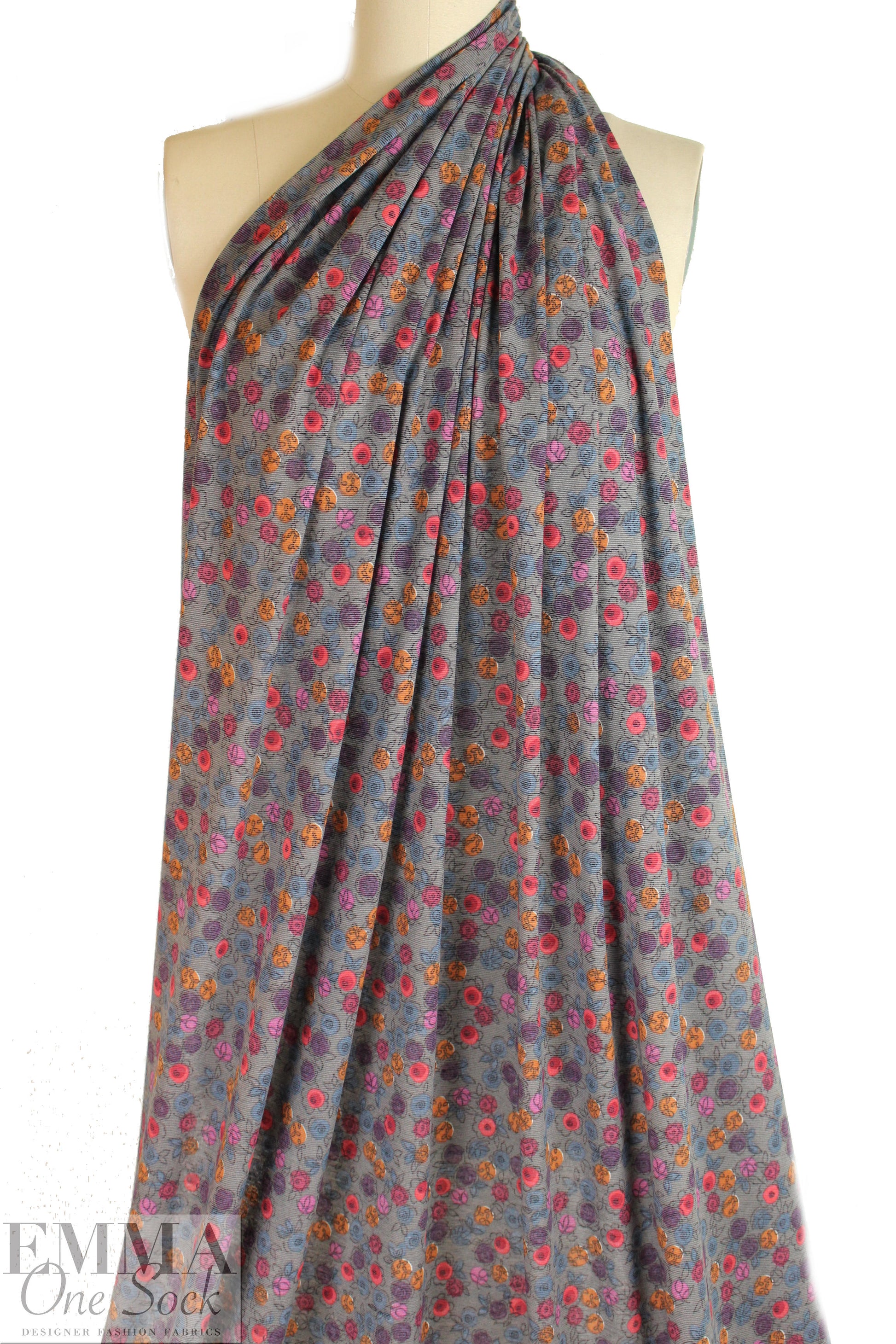 Italian featherweight textured knit - little rosette floral