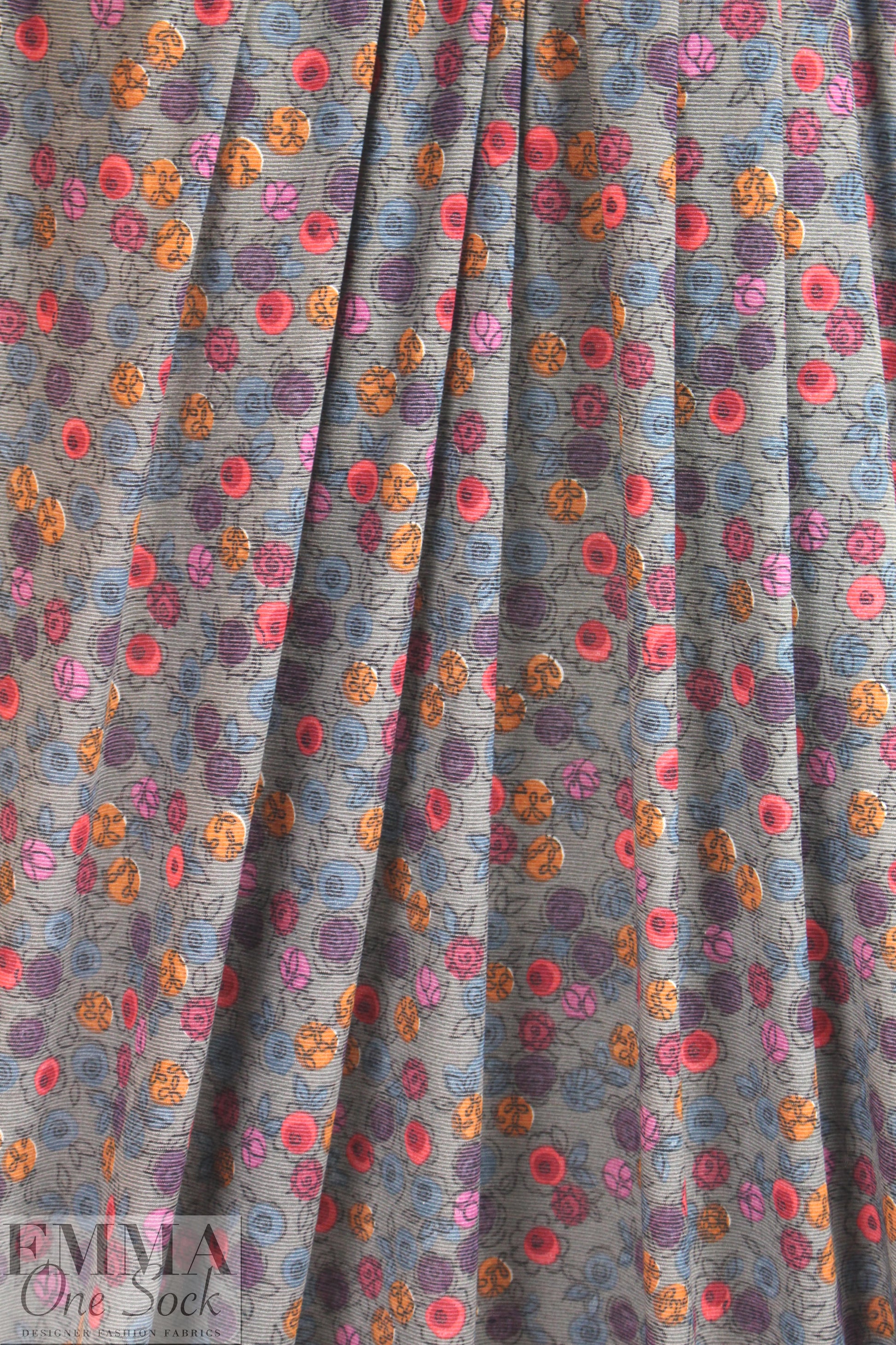 Italian featherweight textured knit - little rosette floral