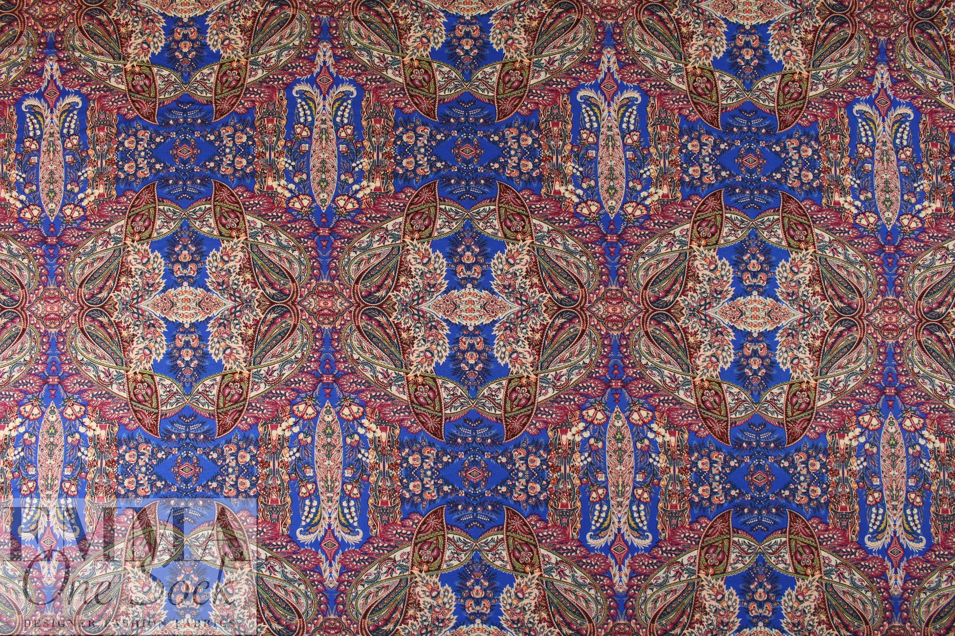 Italian ornate paisley digital viscose knit - blue