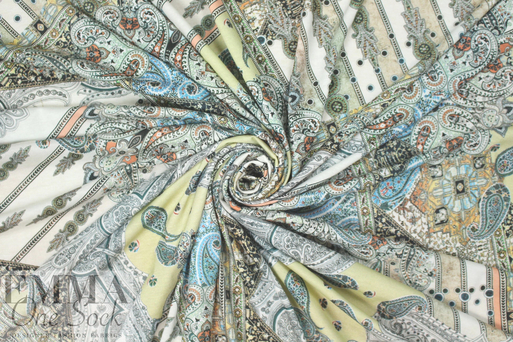 German paisley montage viscose/spandex digital knit