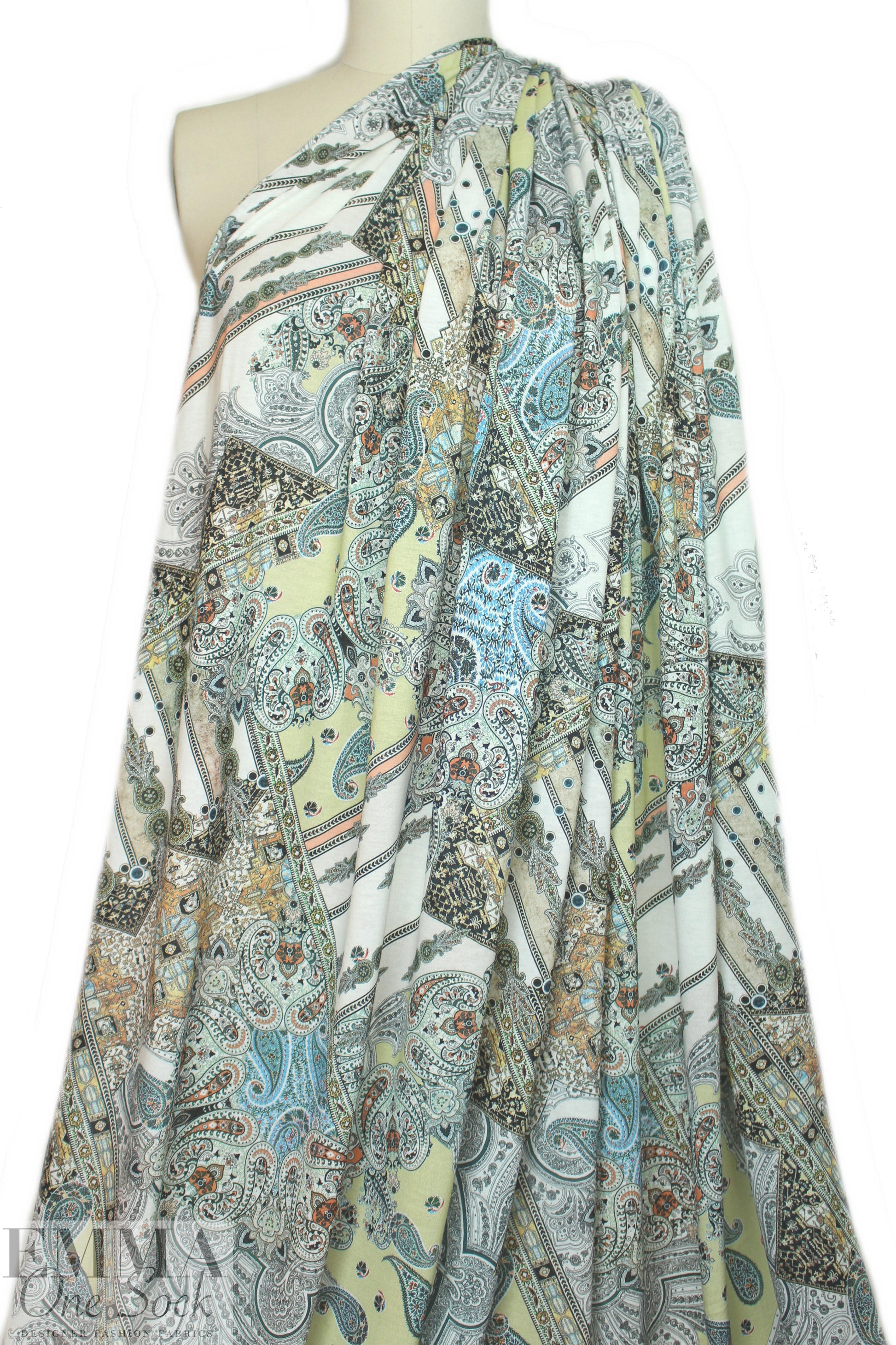 German paisley montage viscose/spandex digital knit