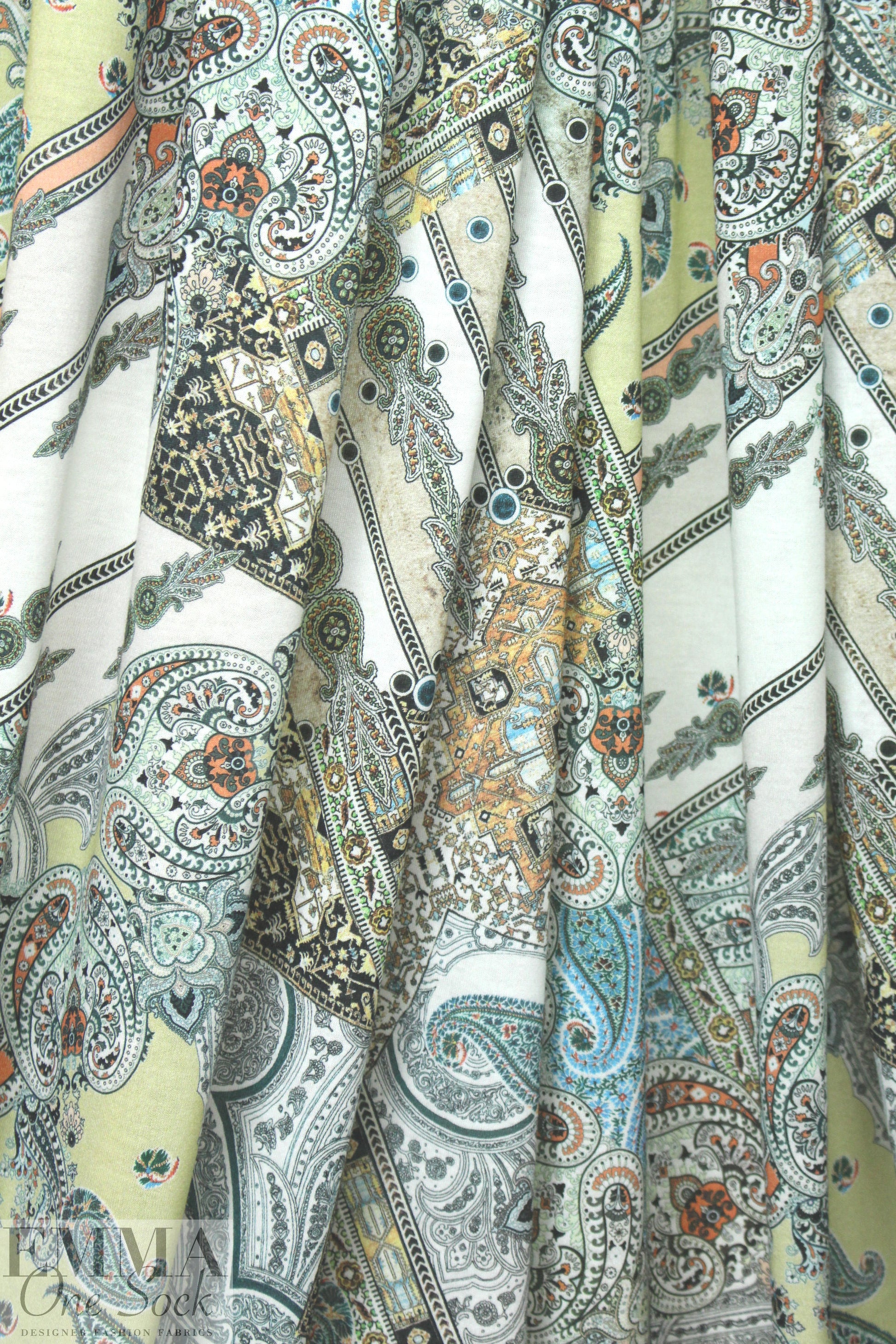 German paisley montage viscose/spandex digital knit
