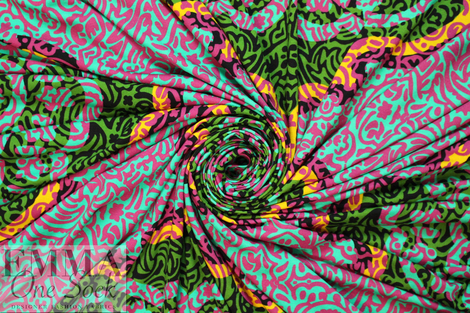 Italian digital viscose knit - intricate medallion  1.375 yds