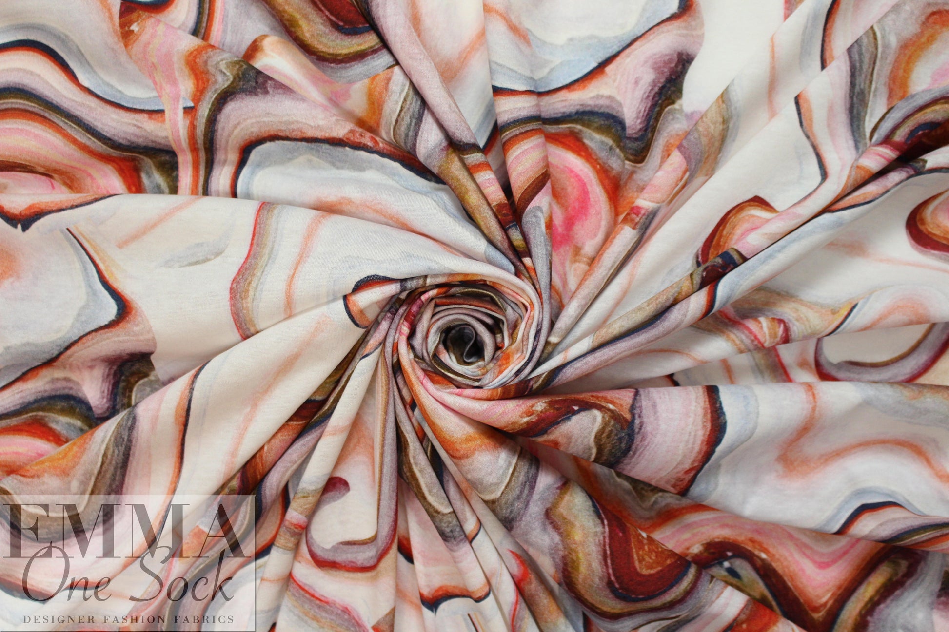 German digital cotton knit - fimo swirl 1.25 yds