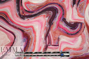 German digital cotton knit - pink fimo swirl 2.5 yd