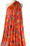 Italian digital viscose knit - tangerine deco flora