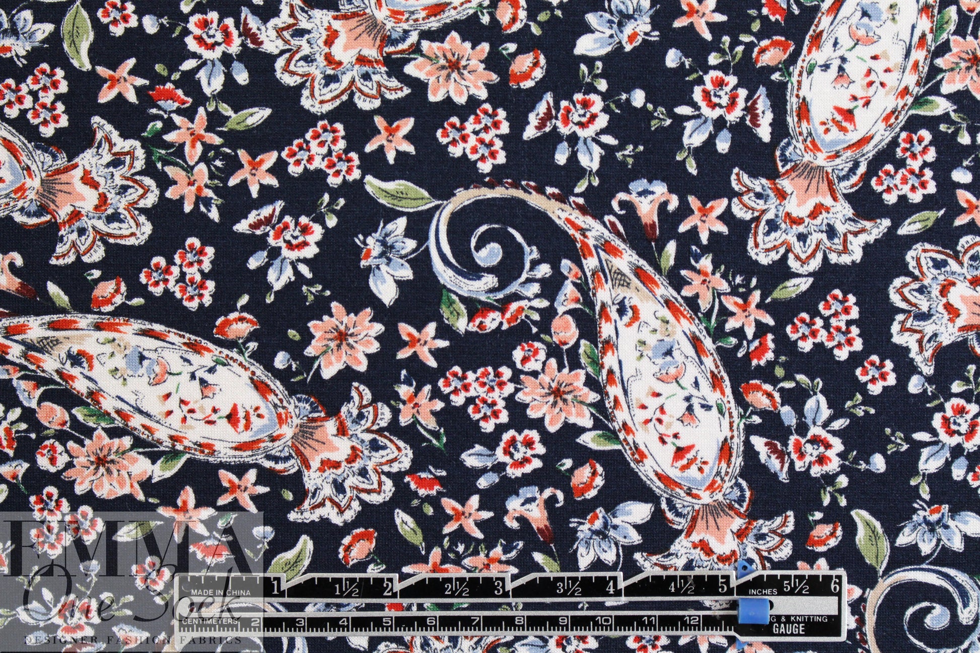 Italian digital viscose knit - paisley song 1.75 yd