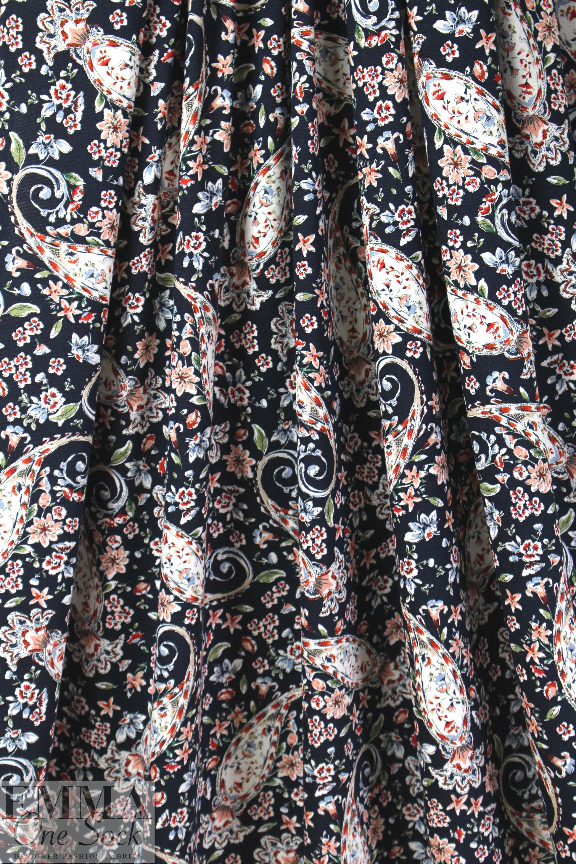 Italian digital viscose knit - paisley song 1.75 yd