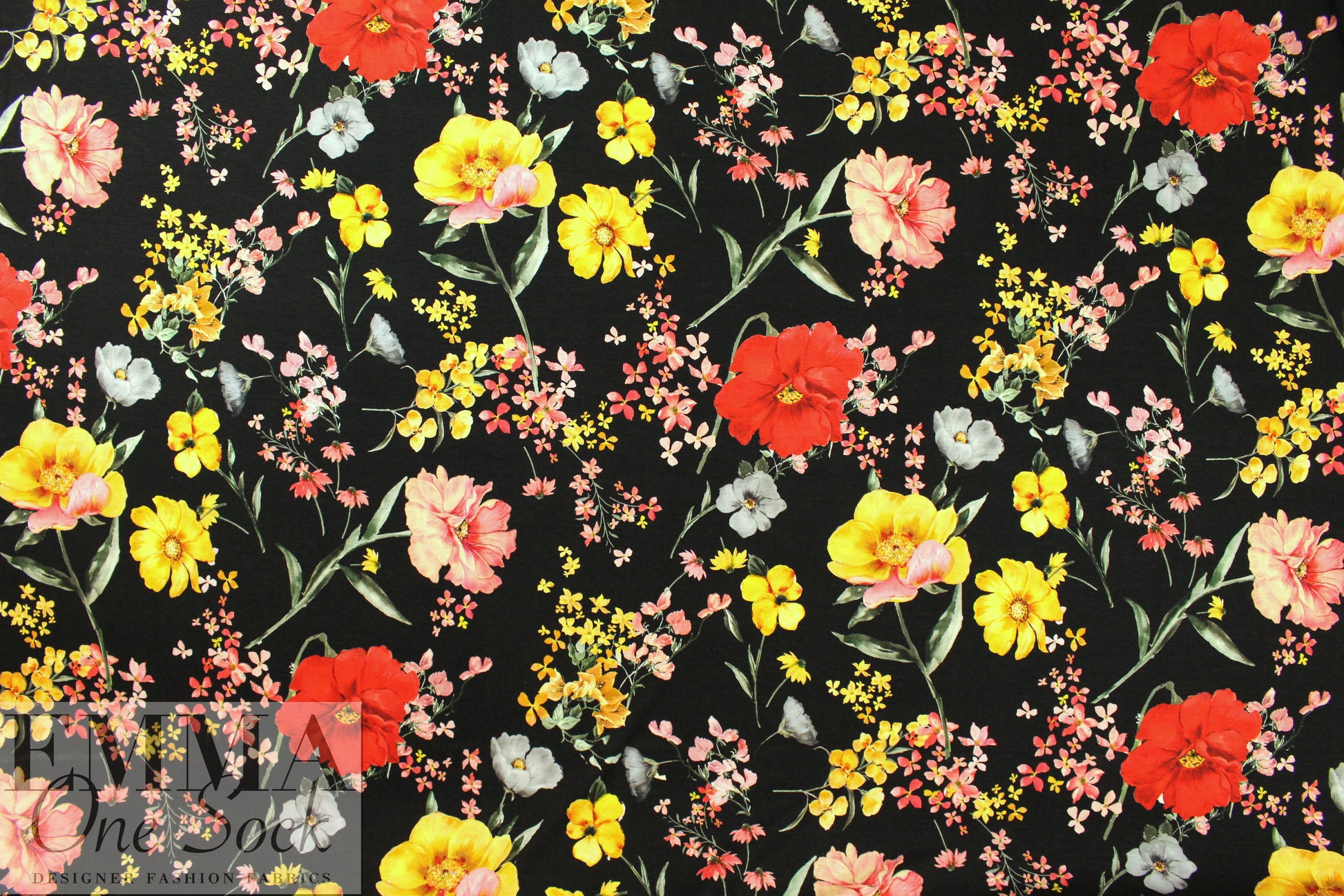 Italian 'botanical dream' viscose/spandex knit 1.625 yd