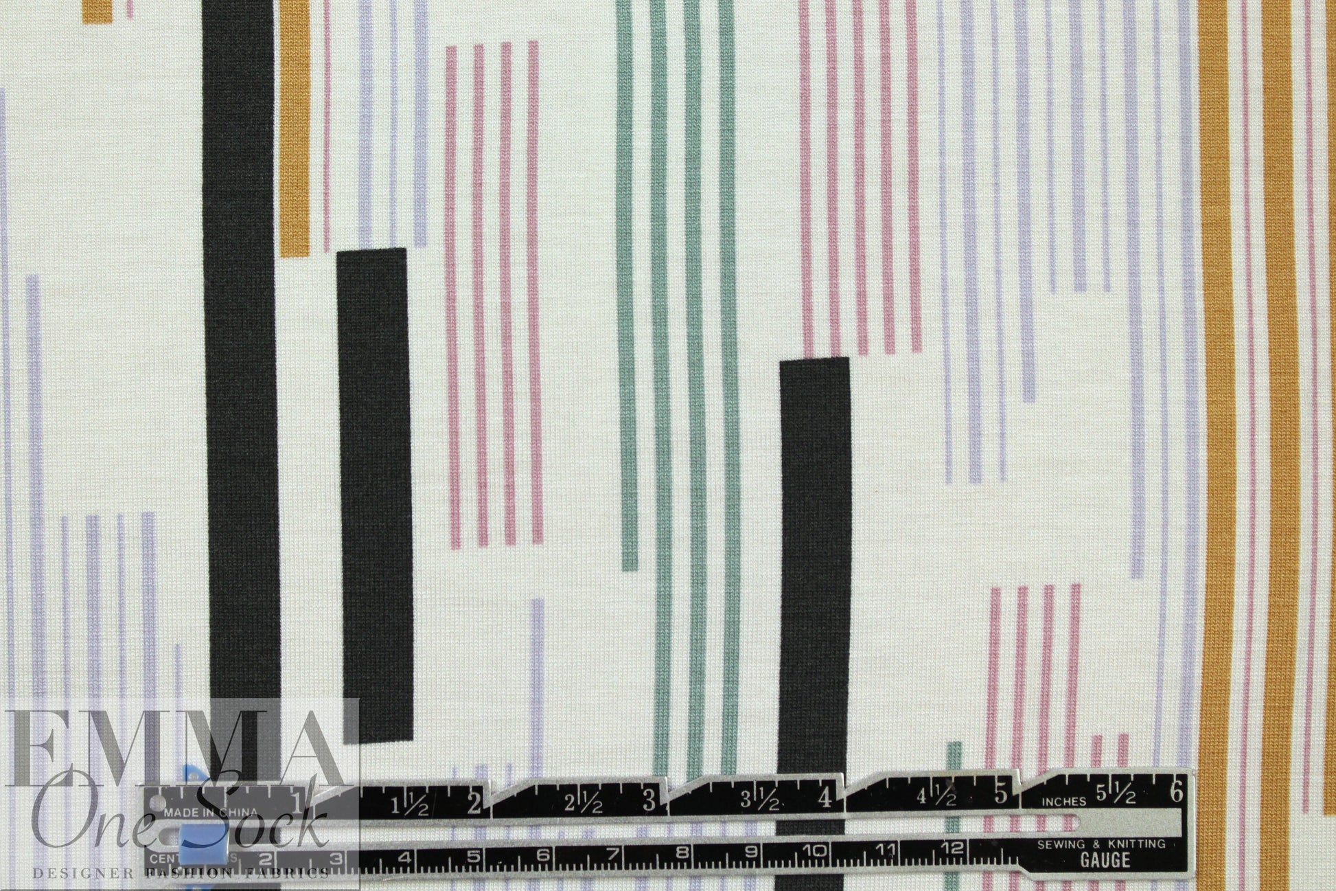 Italian linear graphic viscose/spandex knit