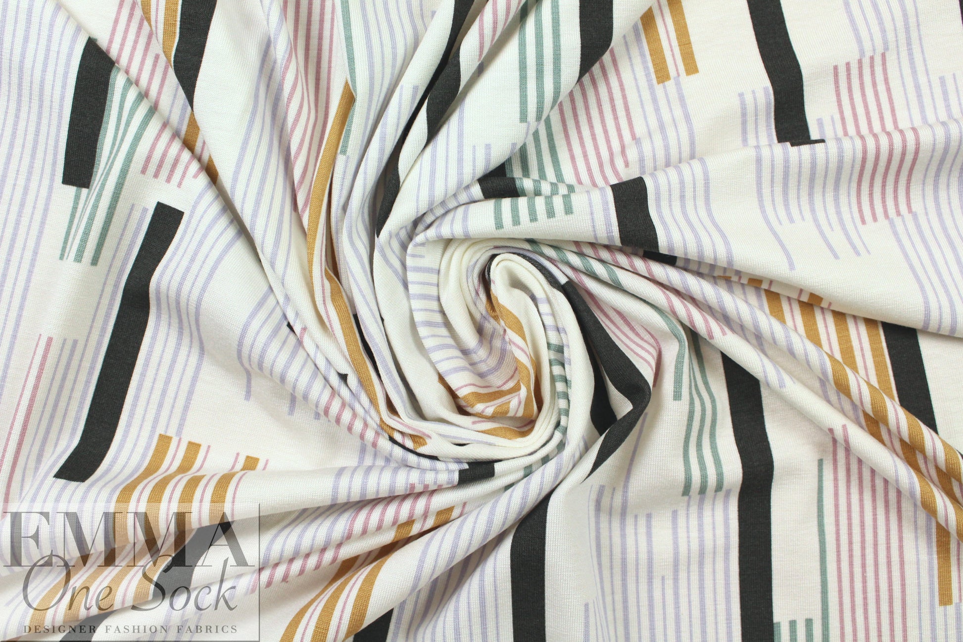 Italian linear graphic viscose/spandex knit