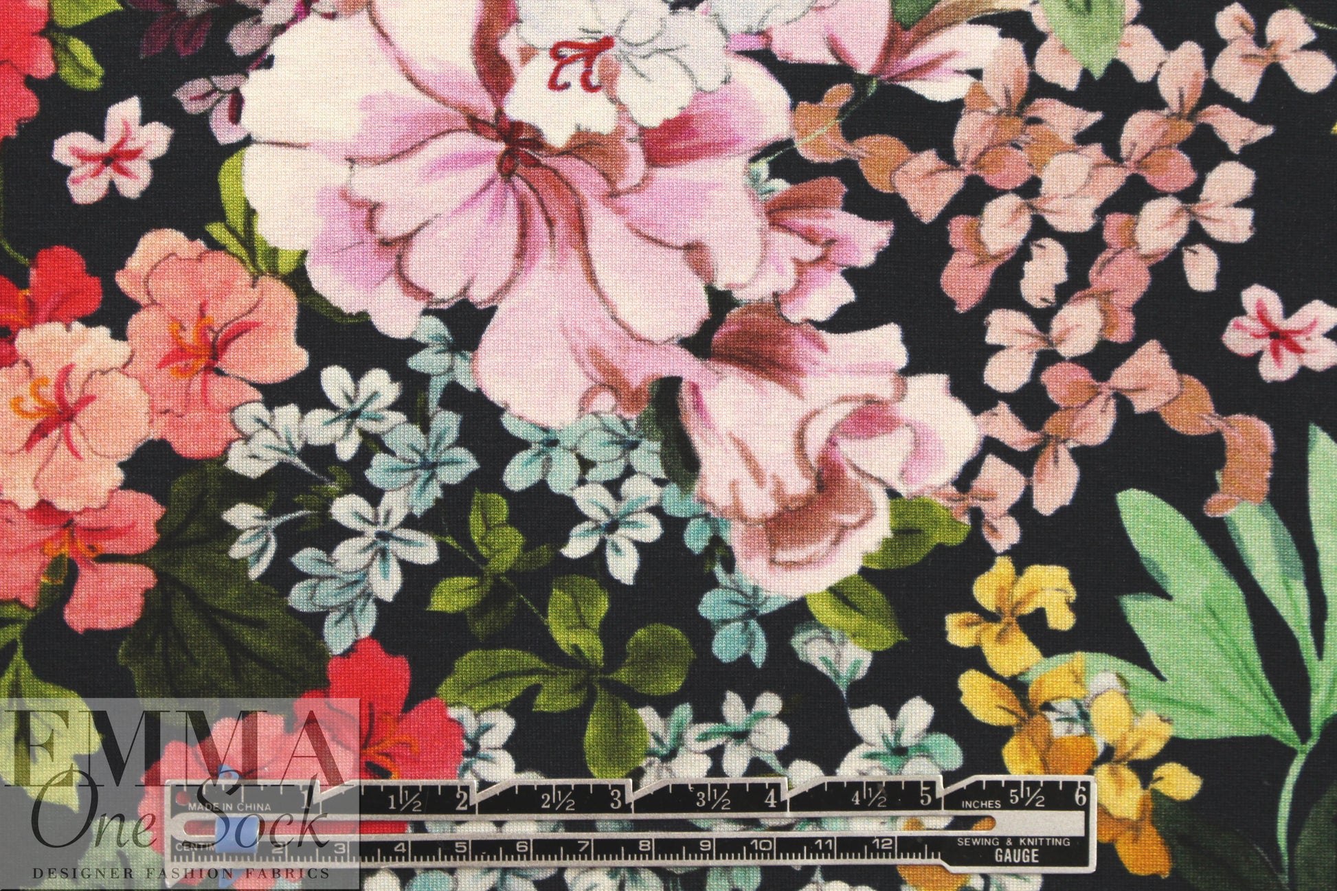 Italian 'garden fantasy' viscose/spandex knit .875 yds