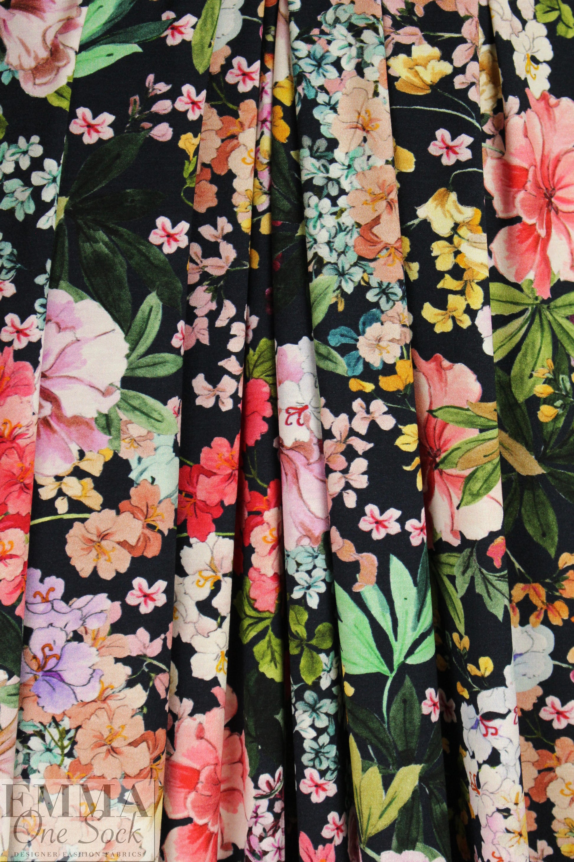 Italian 'garden fantasy' viscose/spandex knit .875 yds