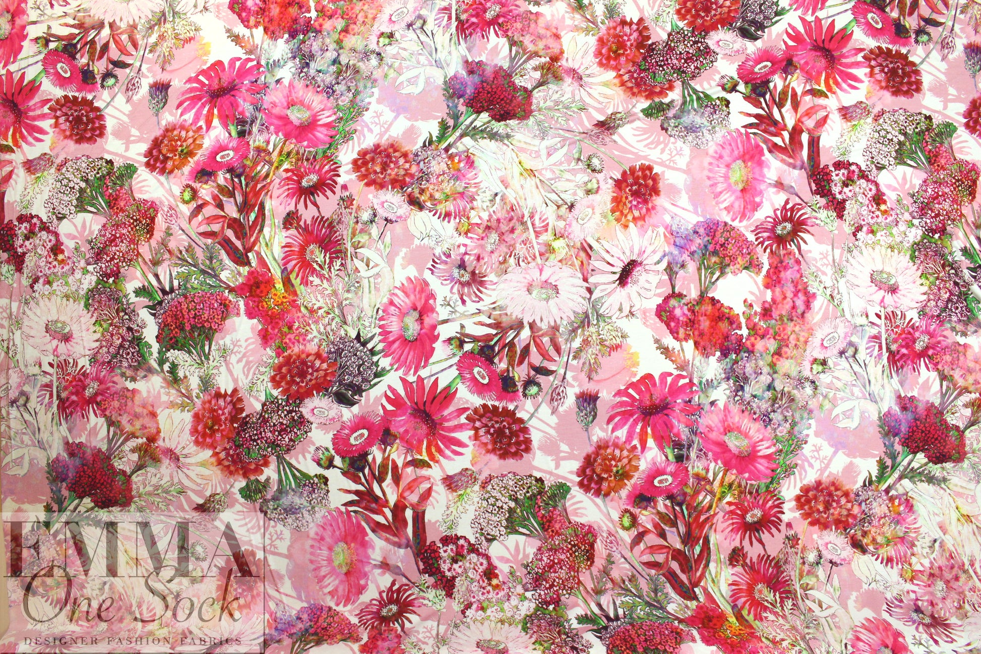 Italian 'pink garden dream' viscose/spandex knit