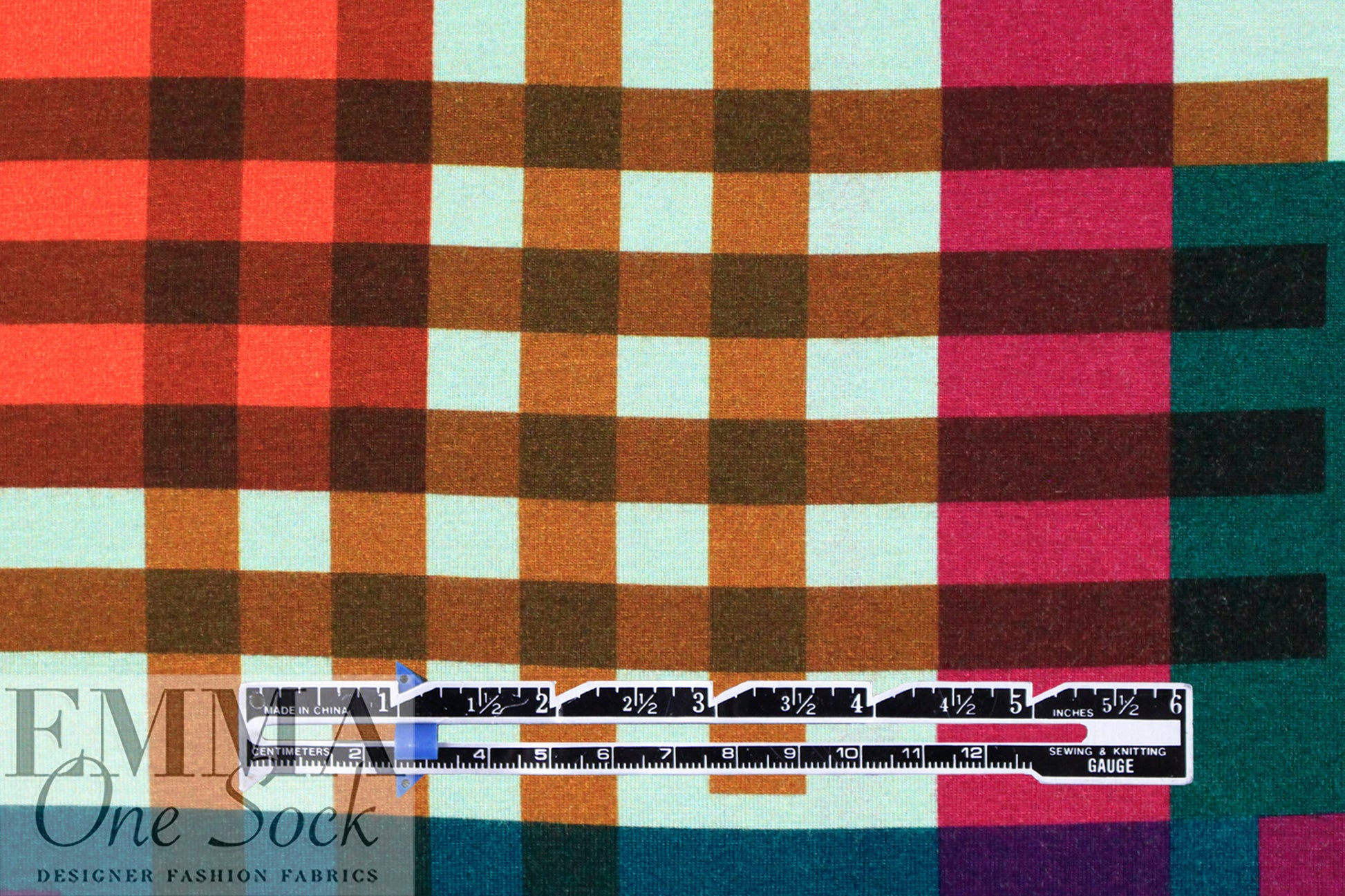 Italian deconstructed plaid graphic viscose/spandex knit .5 yds